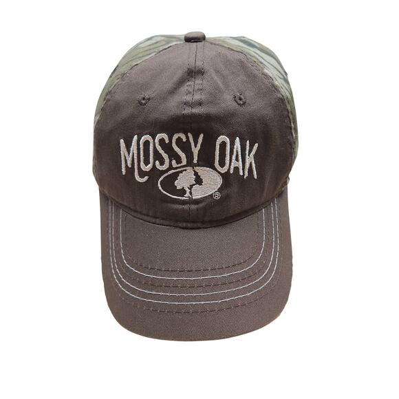 Mossy Oak Baseball Ball Cap Hat Logo Camo Brown Strapback One Size PreOwned - Picture 1 of 7
